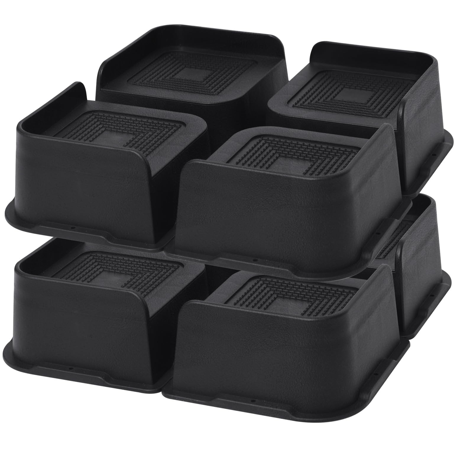 8 Pack Bed Risers 3 Inch Oversized Furniture HeavyDuty Support Black