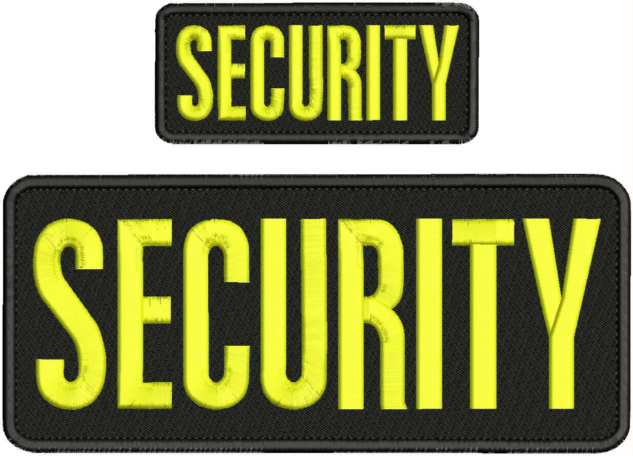 Collectible 2 Embroidery Patch ''Security'' 4x10 and 2x5 Yellow On Black
