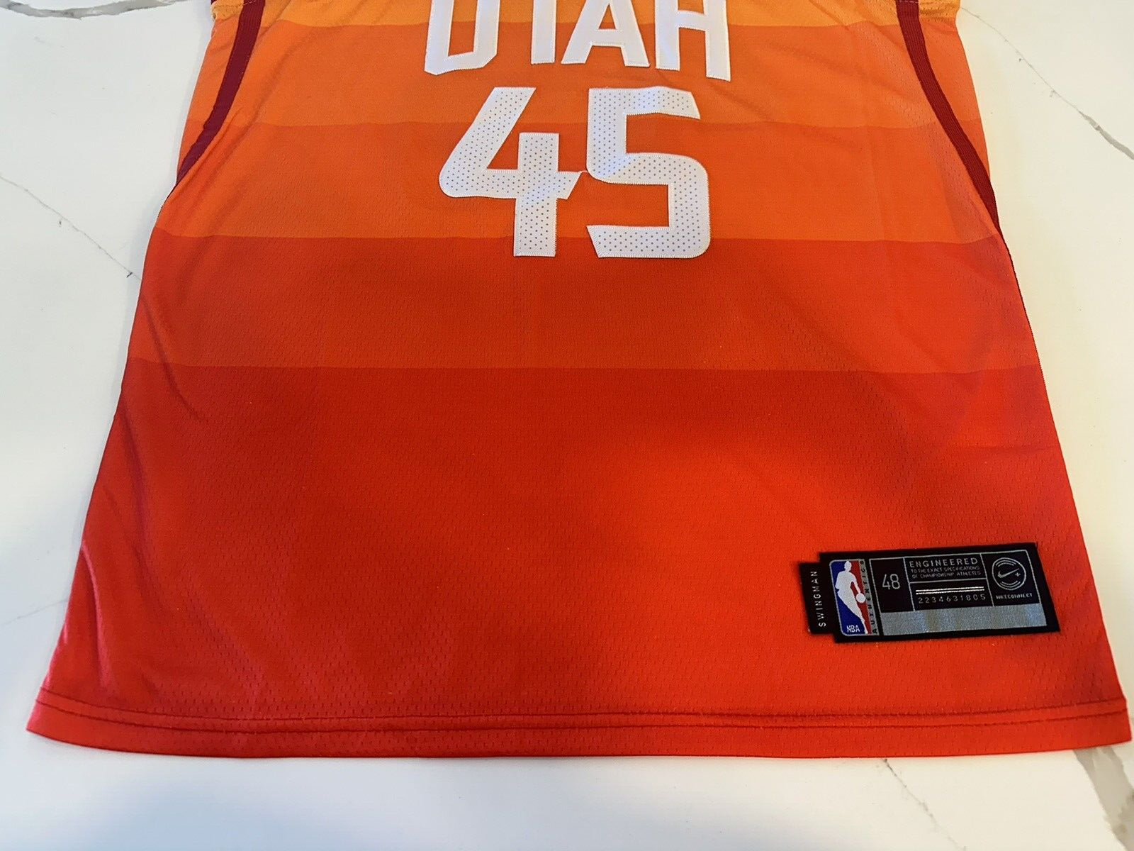 Utah Jazz Donovan Mitchell #45 Size 48 Swingman Nike 5 for Fight Jersey Orange