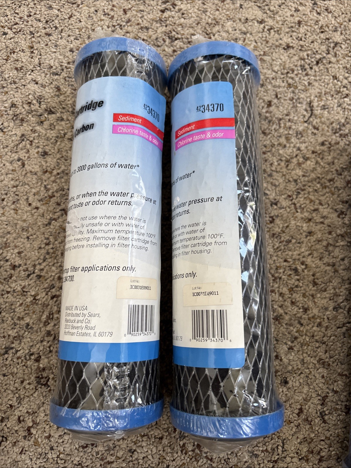 2 SEALED Kenmore Taste & Order Filter Cartridge 4234370 Modified Block Carbon
