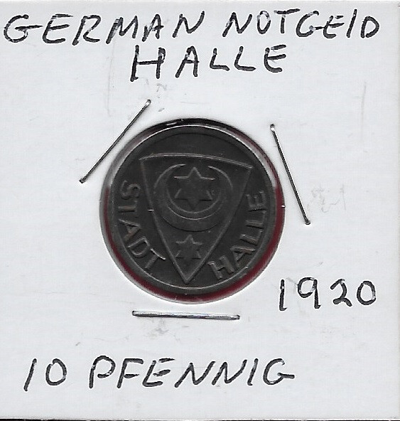 GERMANY NOTGELD CITY OF HALLE AN DER SAALE 10 PFENNIG 1920 PRUSSIAN PROVINCE OF