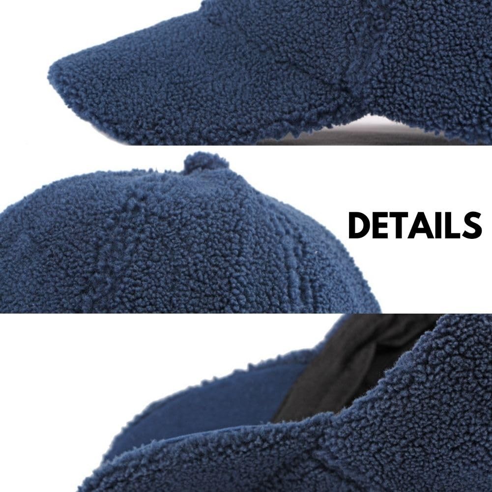 FASHIXD Lamb Wool Baseball Cap for Men Women, Winter One Size, Dark Blue