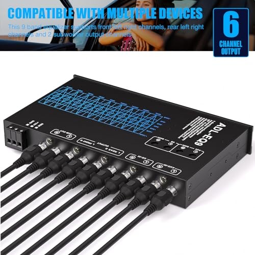 Car Audio Equalizer, Car Graphic Equalizer EQ W/Front, Rear + Sub 9-Band
