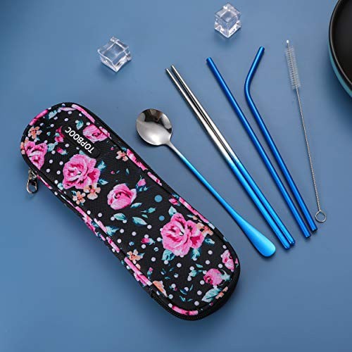 Travel Utensils,Reusable Silverware Set To Go Portable Gradient Blue + TeaSpoon
