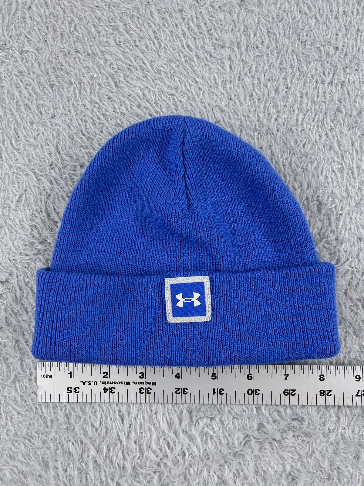 Under Armour Beanie Toque Youth One Size Blue Knit 100% Acrylic Logo Ski Outdoor