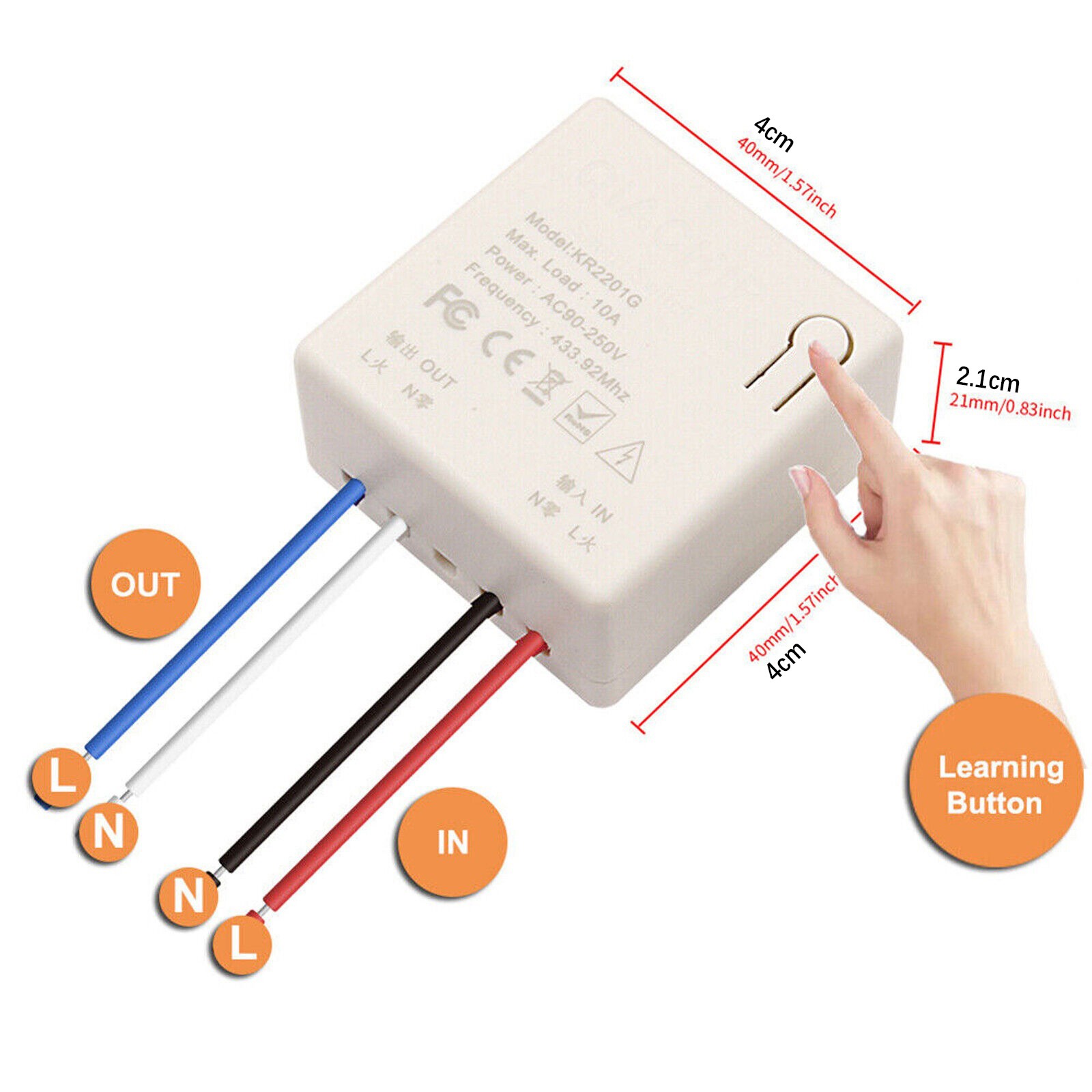 1 Set 433mhz Receiver Module Wireless Light Switch No Wiring Direct Installation