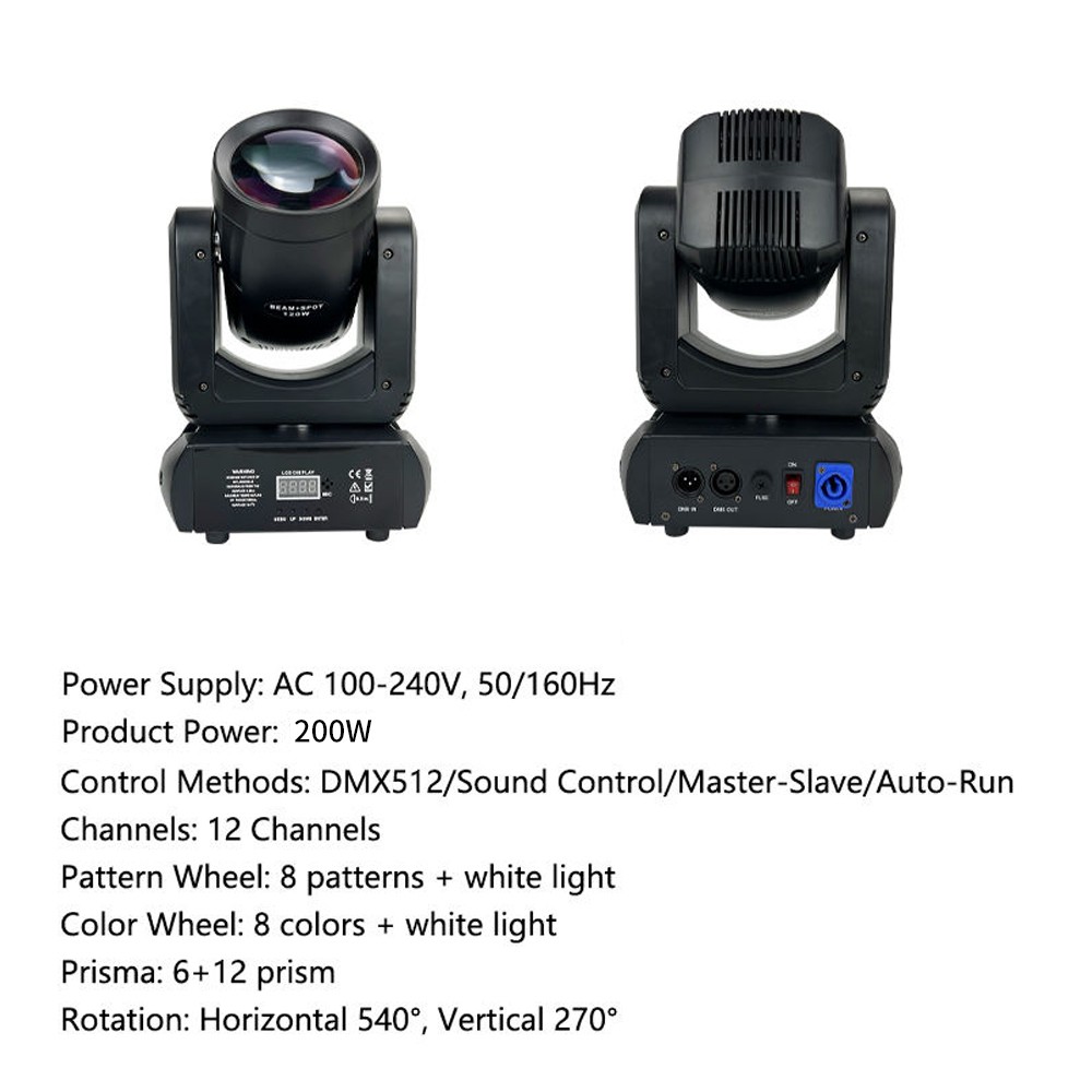 LED 200W Beam DMX512 Moving Head Light for Bar Show Live Stage