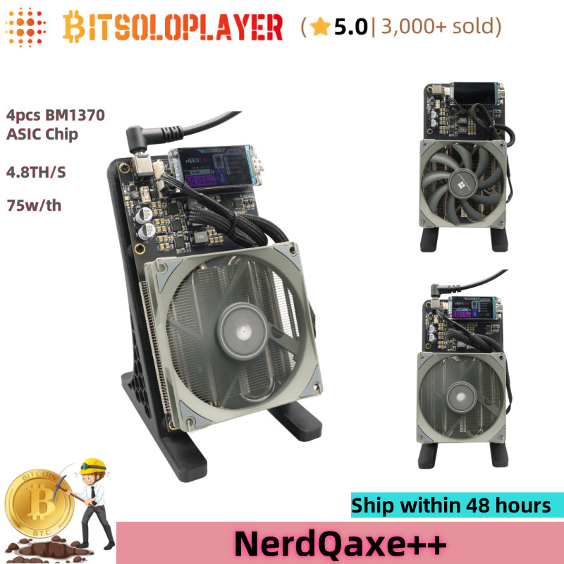 NerdQaxe++ Bitcoin ASIC Miner 4.8TH/s 4Pcs BM1370 Chip BTC Mining Lotto Machine