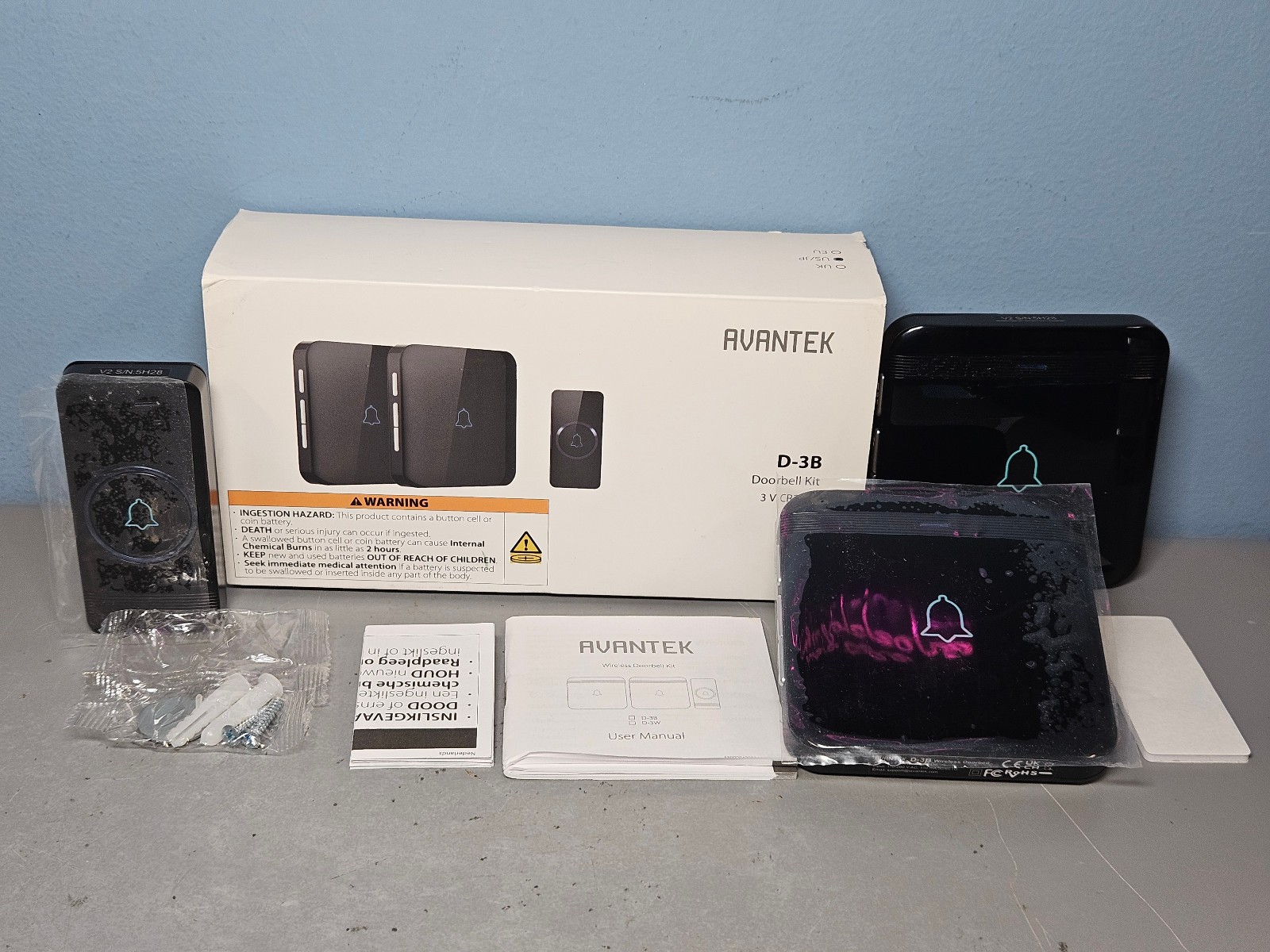 Avantek D-3B Doorbell Kit 3 V CR2032 3-Year Battery Life - New