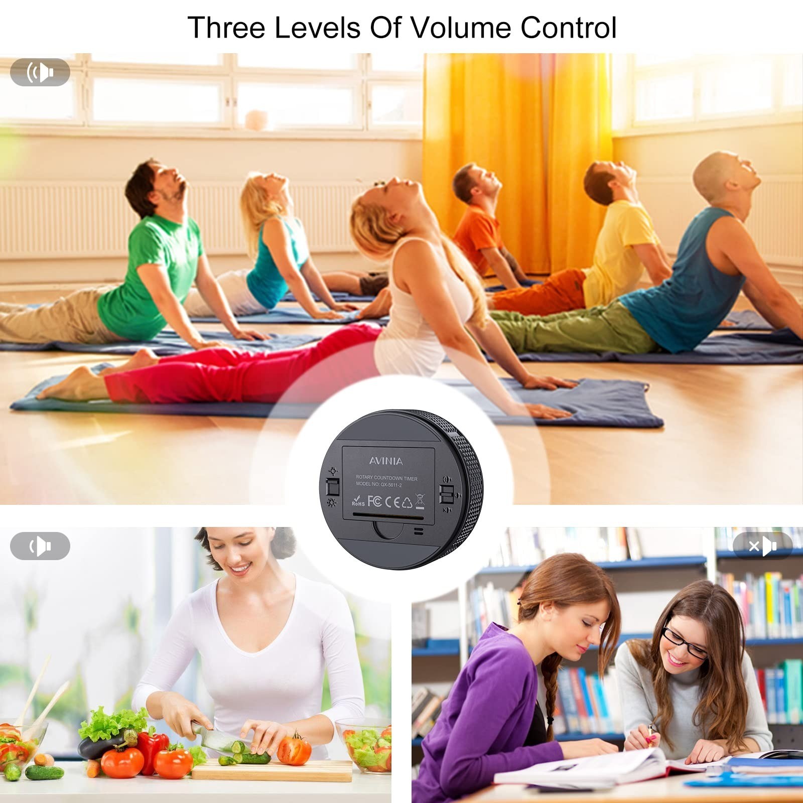 AVINIA Digital Kitchen Timer with Large LED Display - Magnetic Countdown Timer