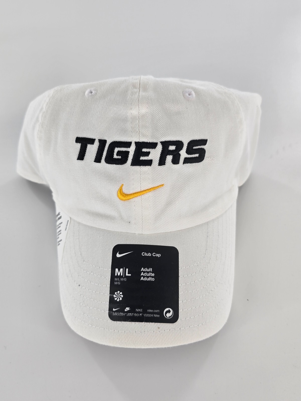 Nike Missouri Tigers Club Cap Men’s M/L White Team Issued Mizzou Hat New