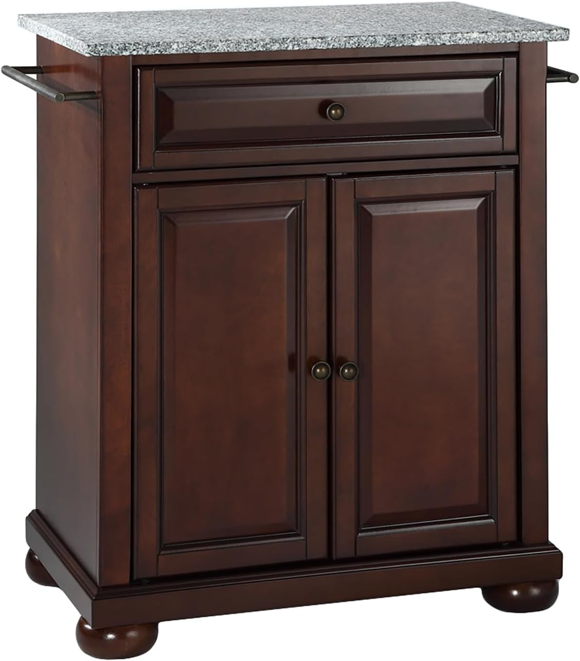 Mahogany Rolling Kitchen Island Cart with Alexandria Granite Top & Storage
