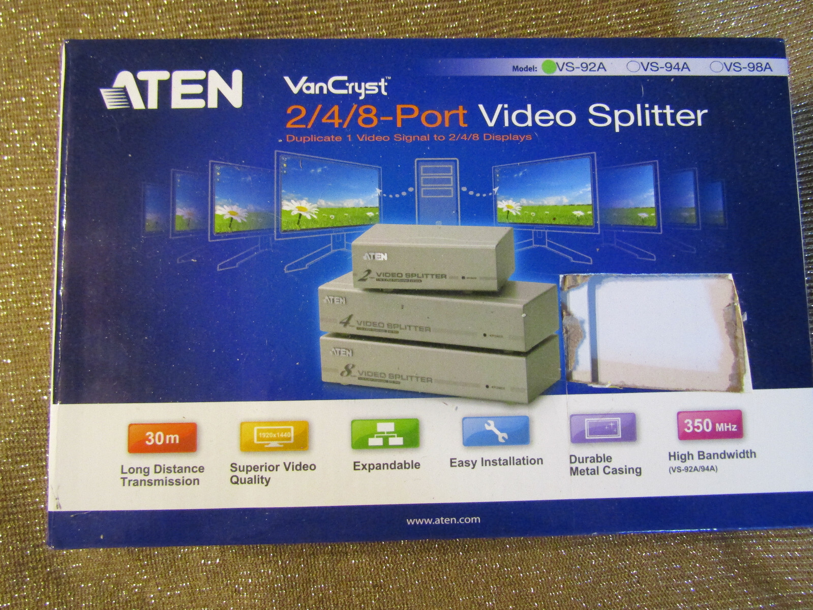 Aten Technologies VS92A VGA Switchbox, 2 Port Video Splitter, BRAND NEW IN BOX