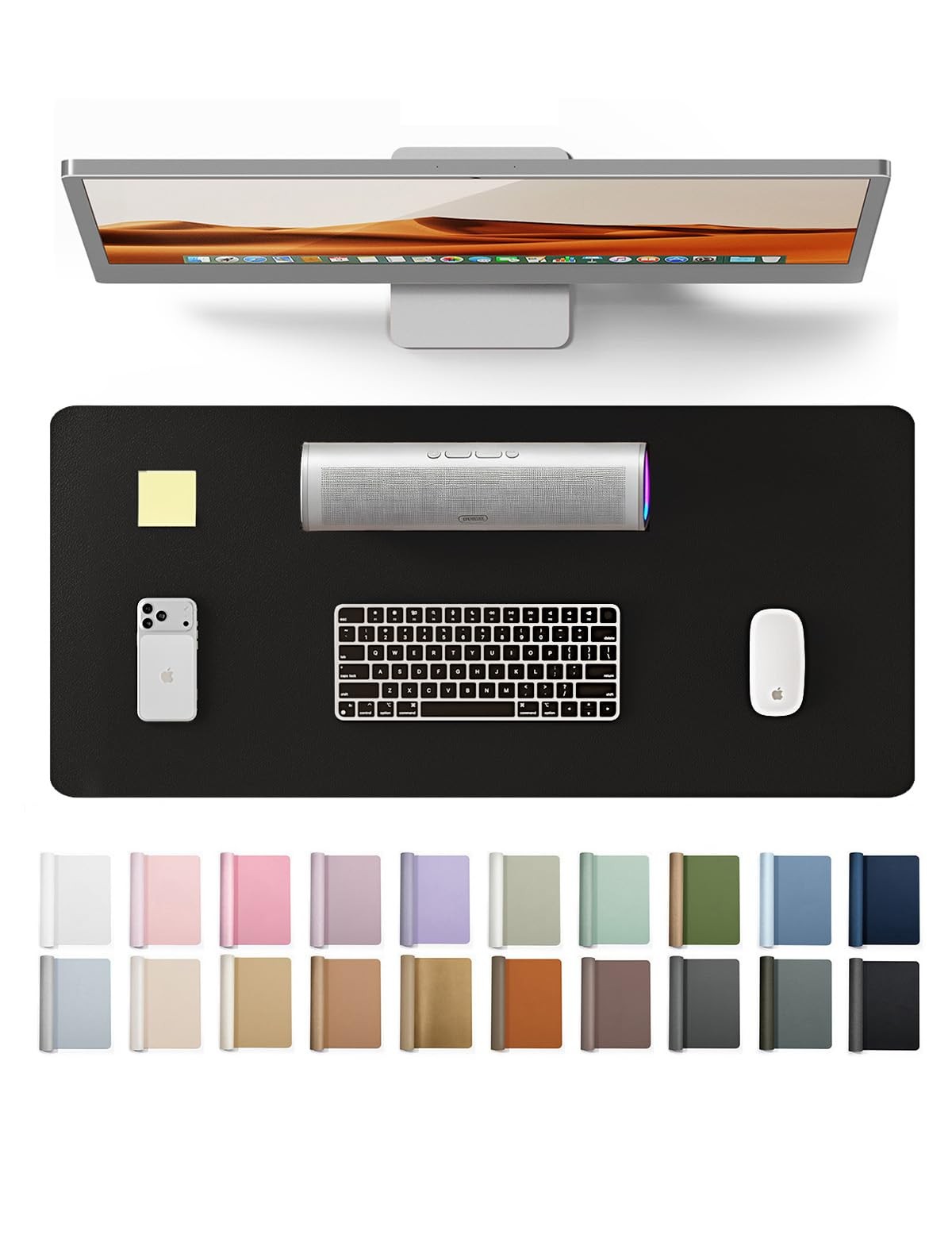 YSAGi Leather Office Desk Pad Protector, Large Mouse 23.6" x 13.8", Black