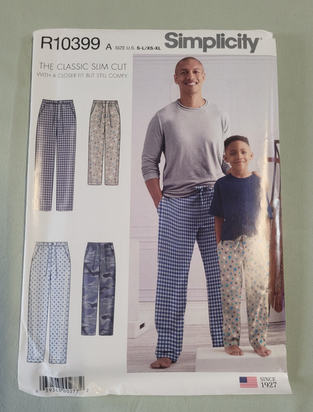 Simplicity R10399 Classic Slim Cut Pajama Pants Men XS-XL & Boys S-L UNCUT 8519