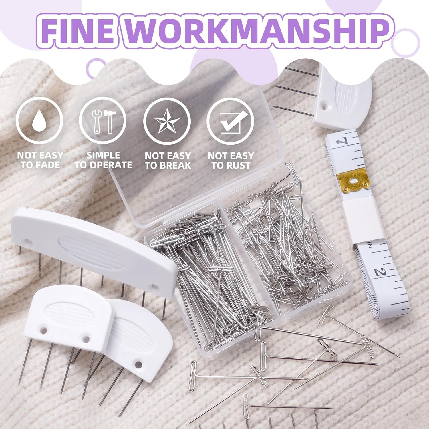 130 Pcs Knit Blockers Kits, Blocking Combs Pins Set for Knitting, S1