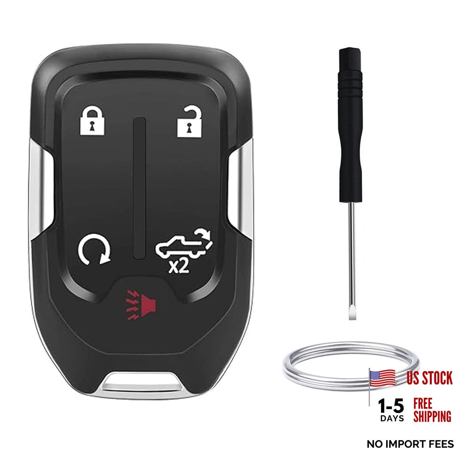 5-Button Keyless Entry Remote Key Fobhell Replacement Fits for 2019 Black S
