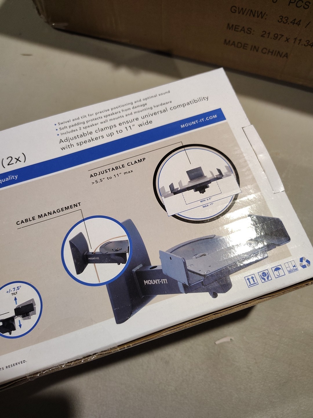 Speaker Wall Mounts w/ Sliding Clamps (pair)