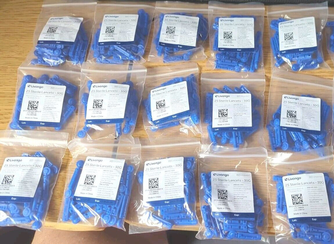 Livongo Lancets New 30 Gauge Sterile 350 TOTAL (14 Packs of 25) Exp. 08/2028 NEW