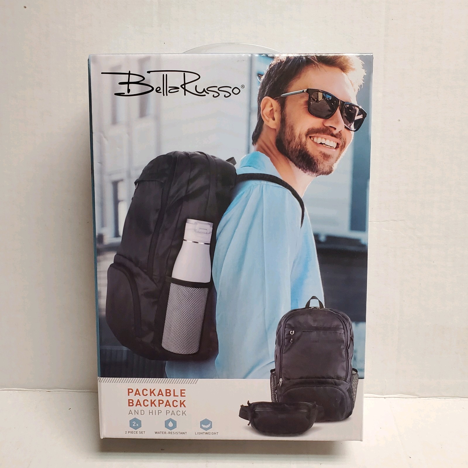 Bella Russo Packable Backpack And Hip Pack New Black Water Resistant Lightweight