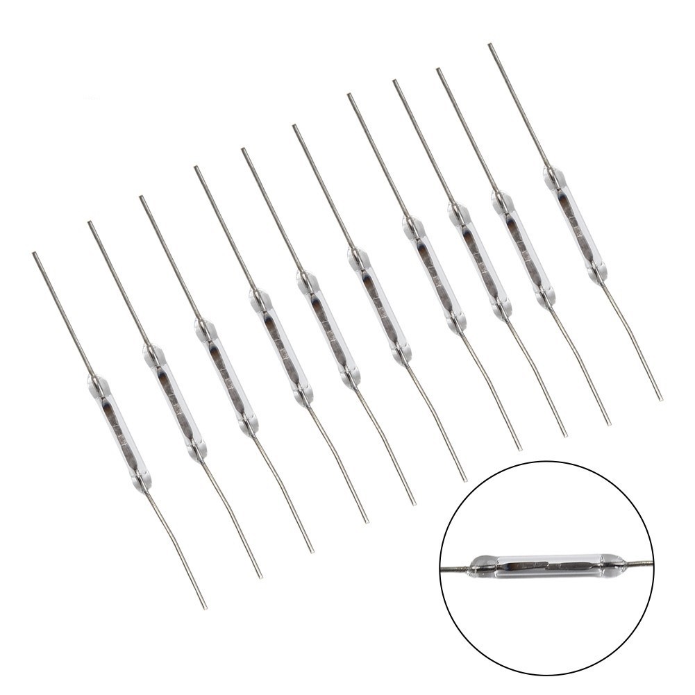 100pcs 10W Reed Switch Glass NO Low Voltage Current 2*14mm Normal Open