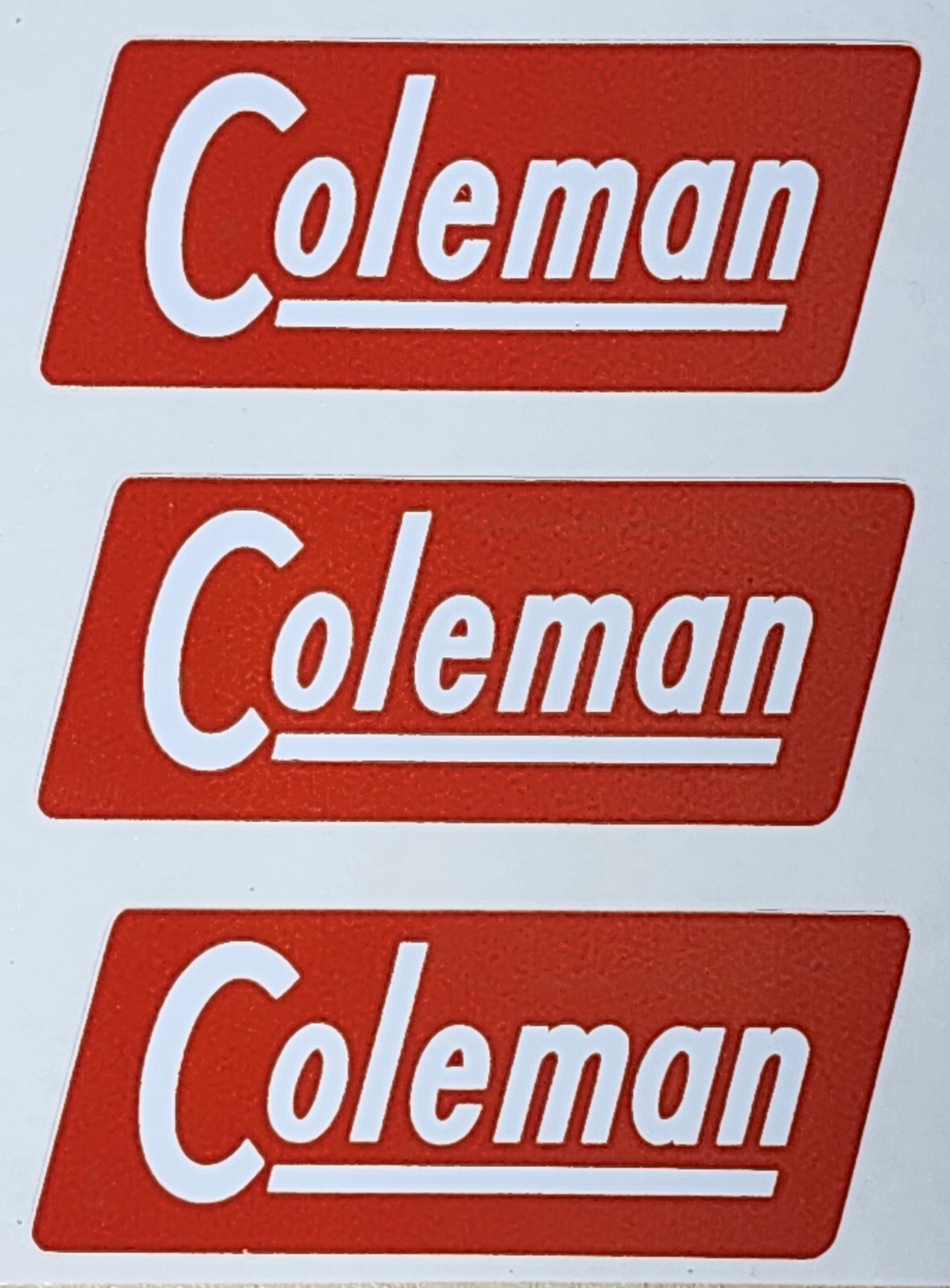 THREE (3) NEW COLEMAN REPLACEMENT STICKER LABEL DECAL LANTERN STOVE 1945-1960