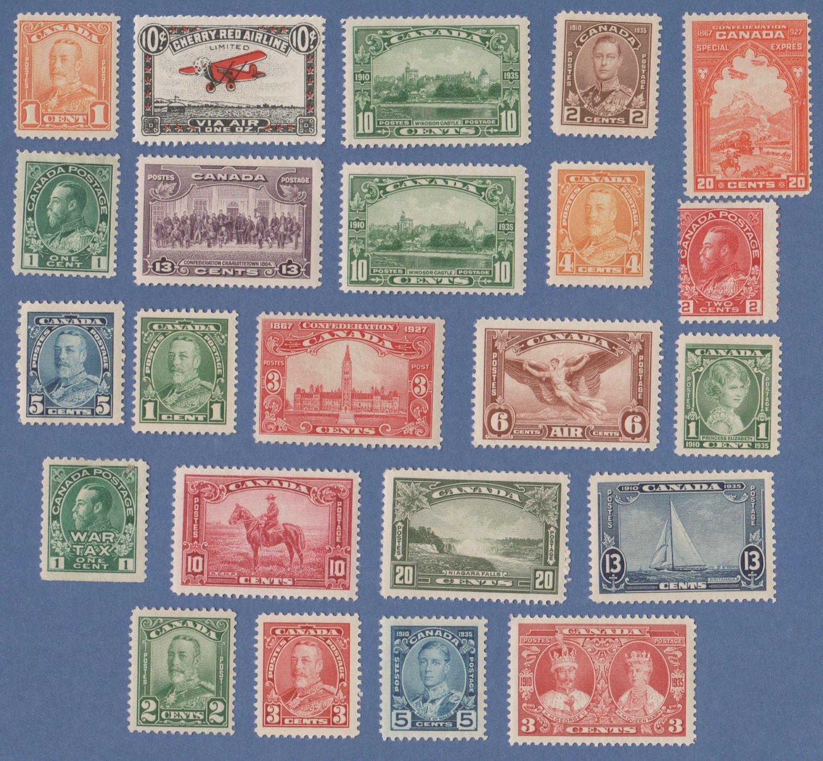 Lot of 23 Rare Mint Never Used Canadian Postage Stamps 1-20 Cents Starter Set