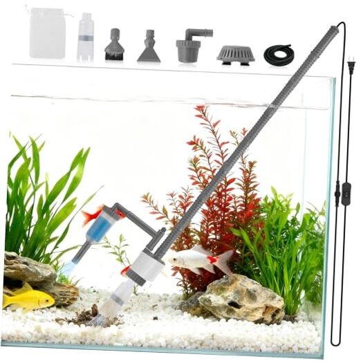 Aquarium Vacuum Gravel Cleaner, 6 in 1 30W Electric Fish Tank Cleaner with