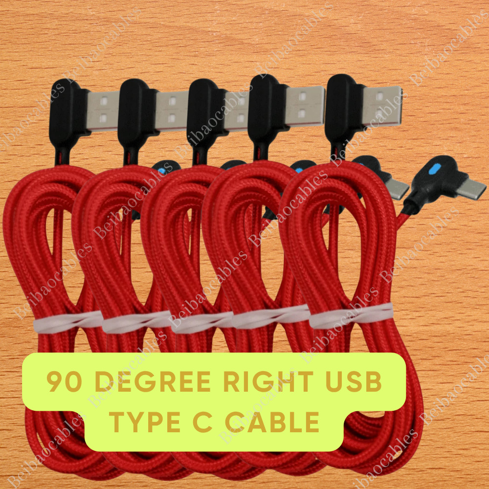 Lot 90 Degree Right Angle USB Type C Fast Data Sync Charger Charging 3/6FT Cable