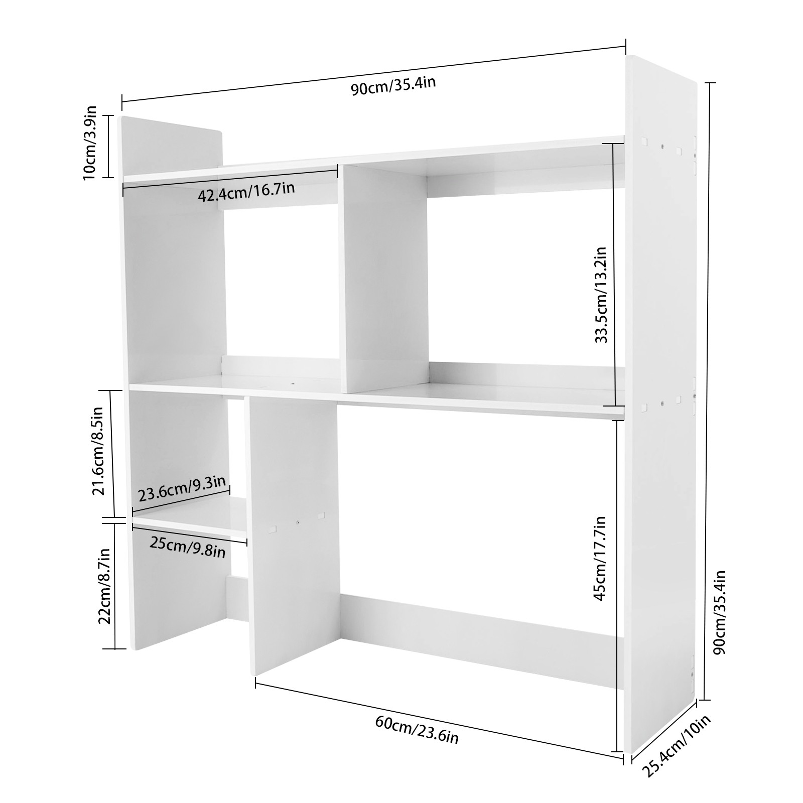 Desktop Bookshelf Plastic Desktop Storage Organizer 5 Grid for Office & Home