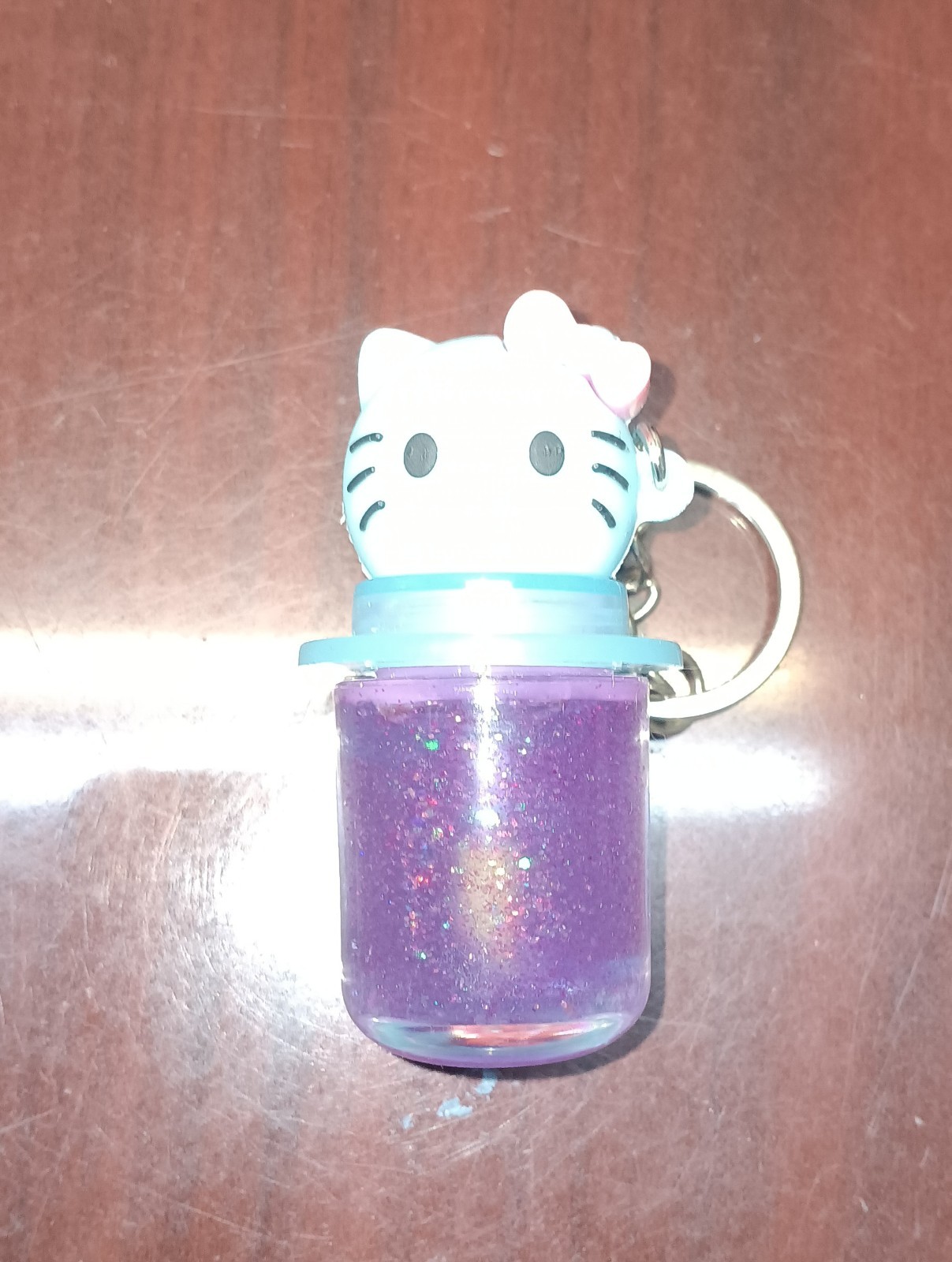 Sanrio Hello Kitty Clip-On Keychain Purple Glitter Animation Character Licensed