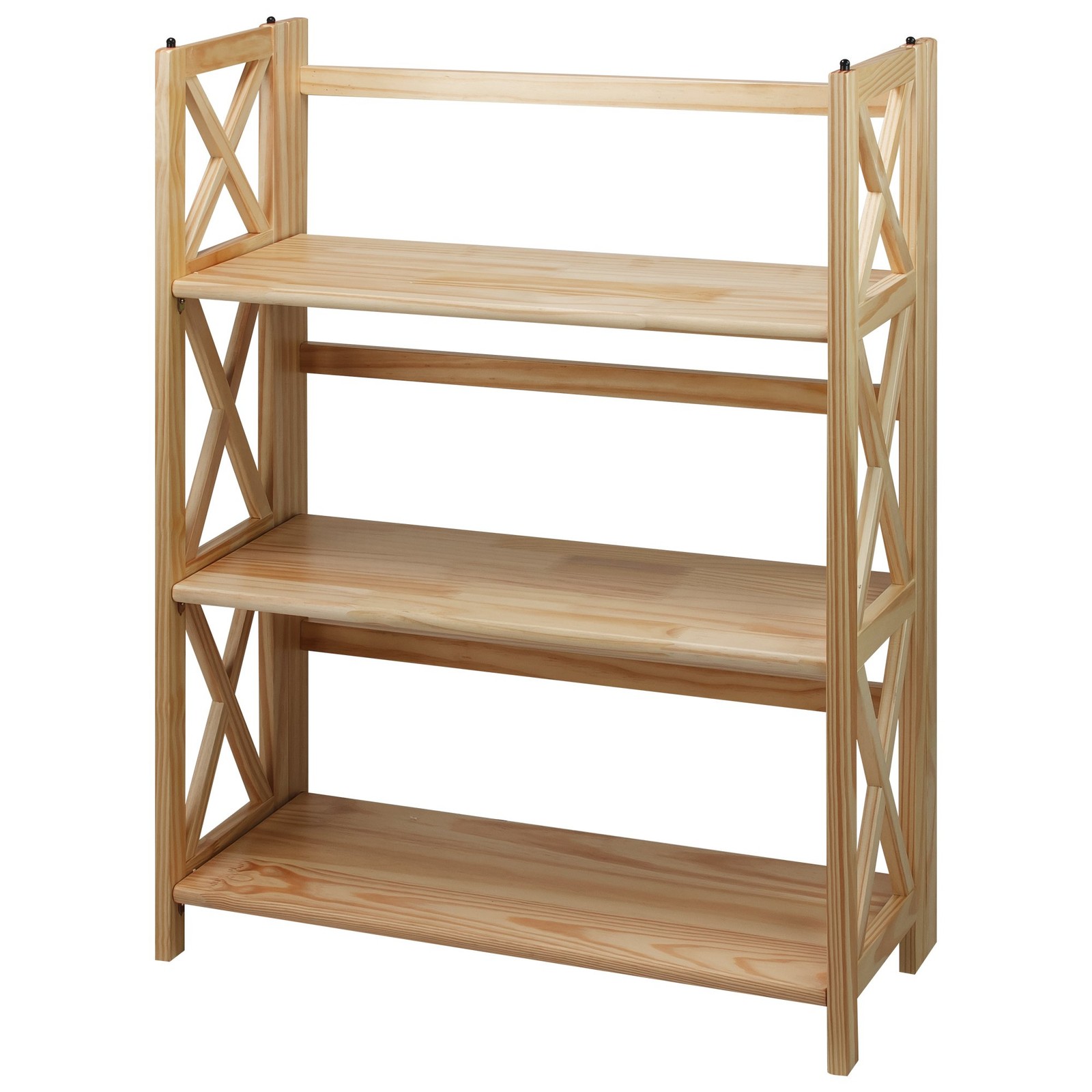 Montego 3-Shelf Folding Bookcase, Natural , 27.5 Wide