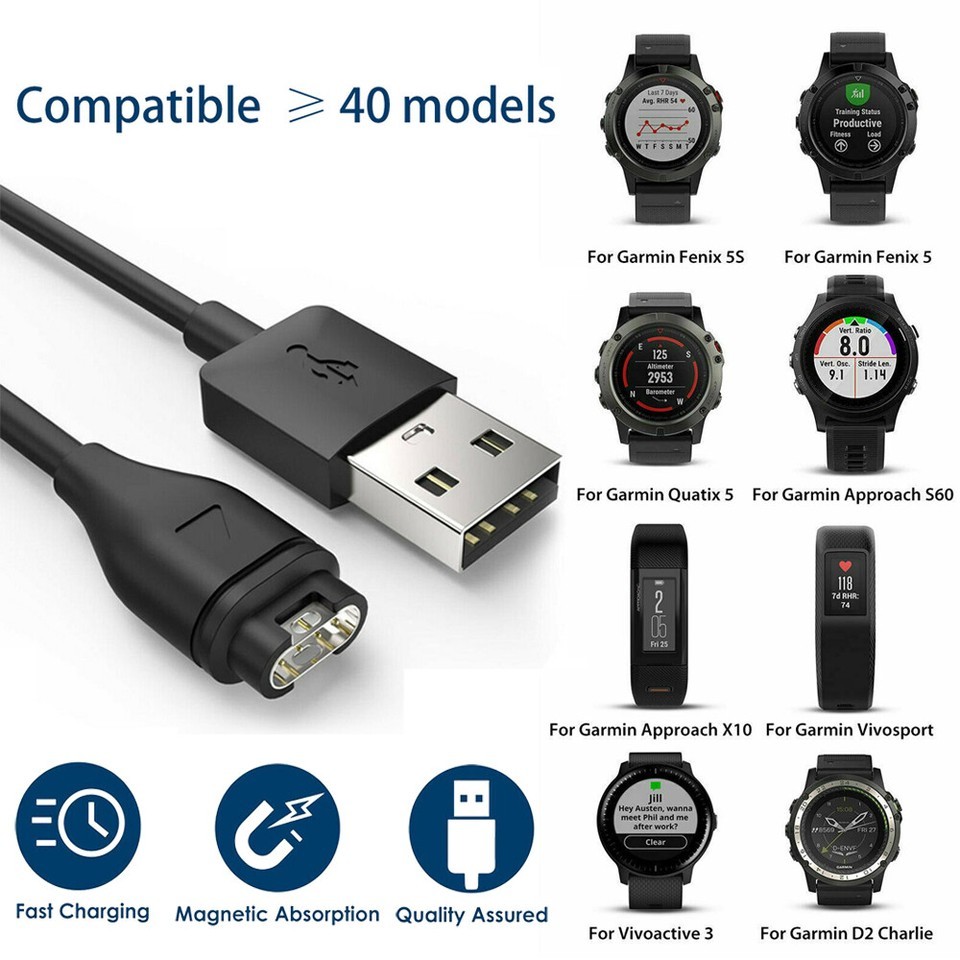 For Vivoactive 3 Vivosport Garmin Fenix 5X Watch Charging Cable Cord USB Charger