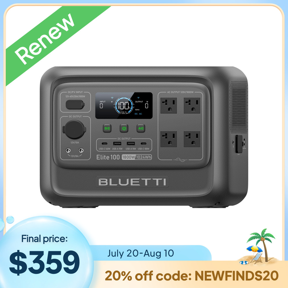 BLUETTI Elite 100 V2 1024Wh 1800W Portable Power Station Certified Refurbished