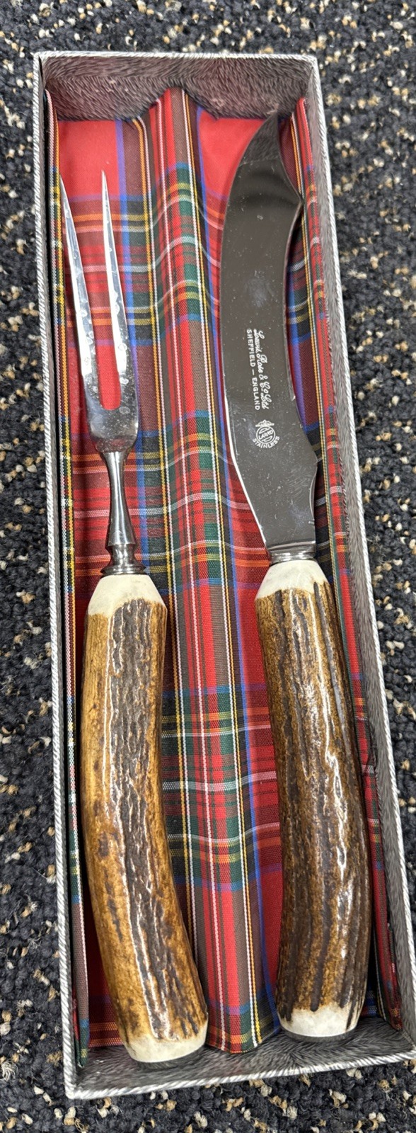 Lewis, Rose & Co. LTD Sheffield Stag horn Carving Set