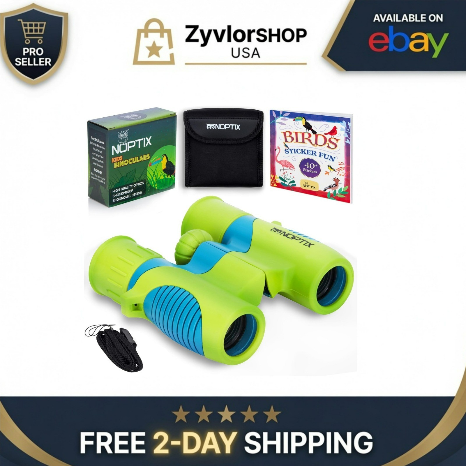 Noptix Kids Binoculars 8x21 Waterproof Lightweight with Bird Sticker Book