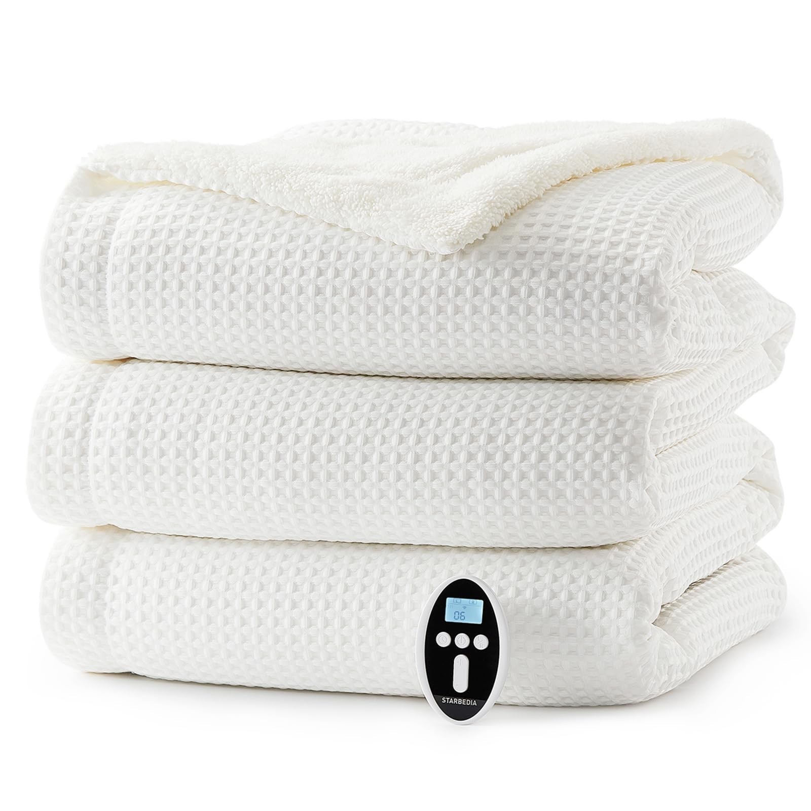Electric Blanket King Size with Wireless LCD Controller, Waffle Fast Heating ...