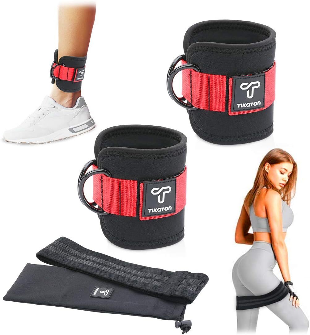 Tikaton Fitness Workout Ankle Straps for Cable Machines with Resistance Bands US