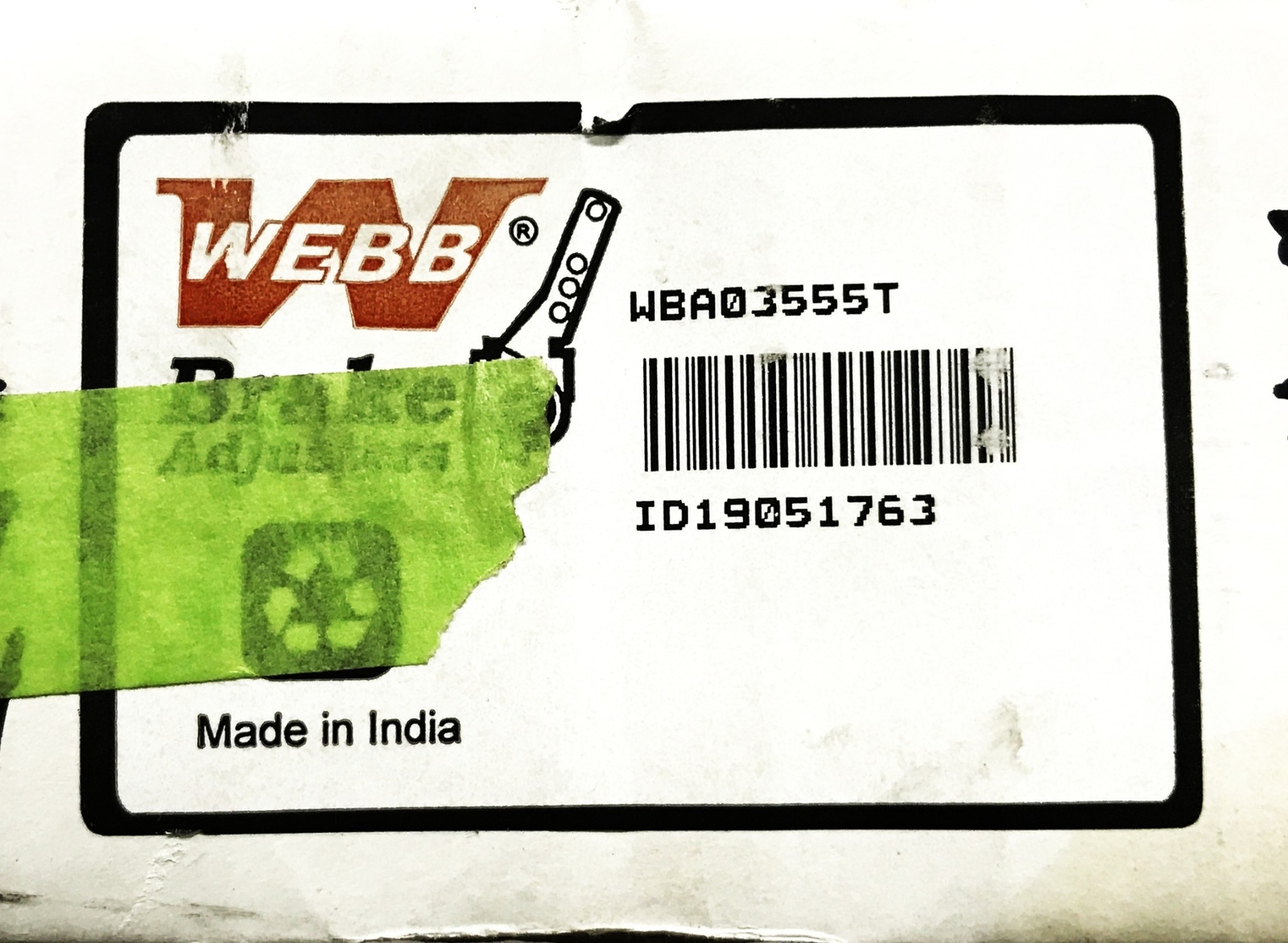 Webb Automatic Brake Slack Adjuster WBA03555T NOS