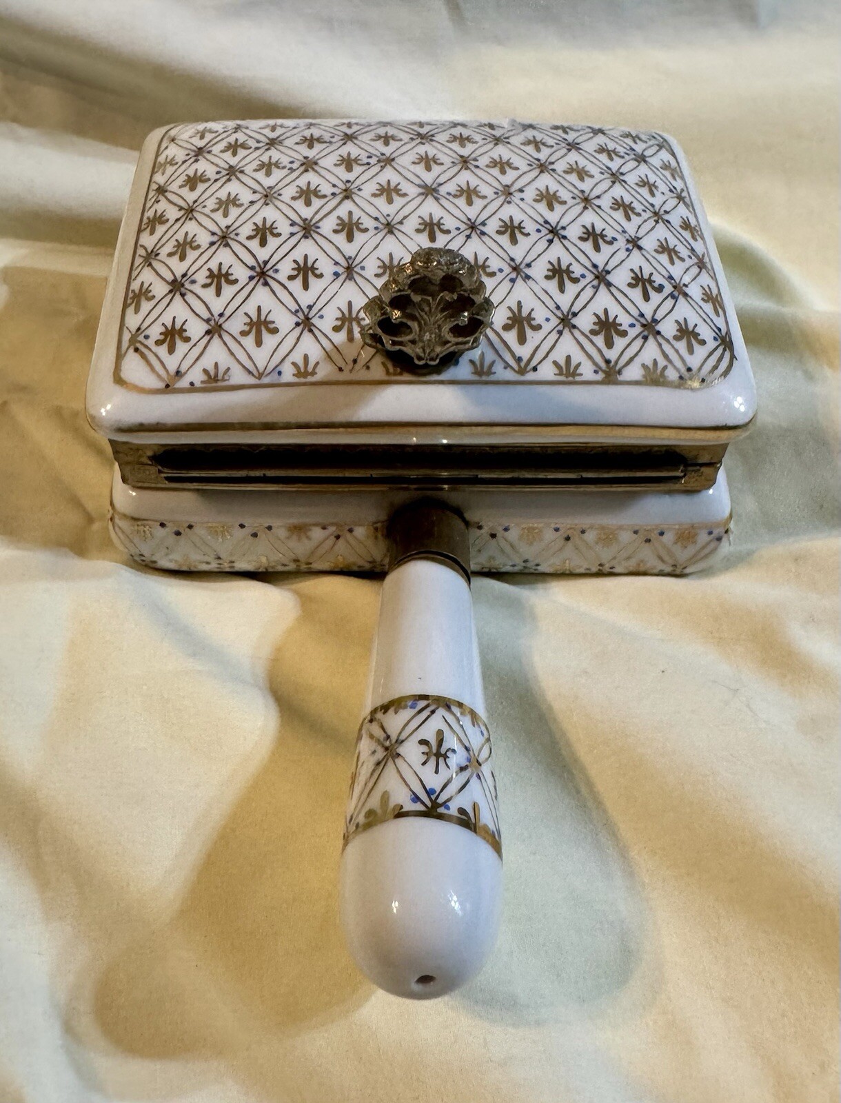 Mid Century Gold and White China Silent Butler