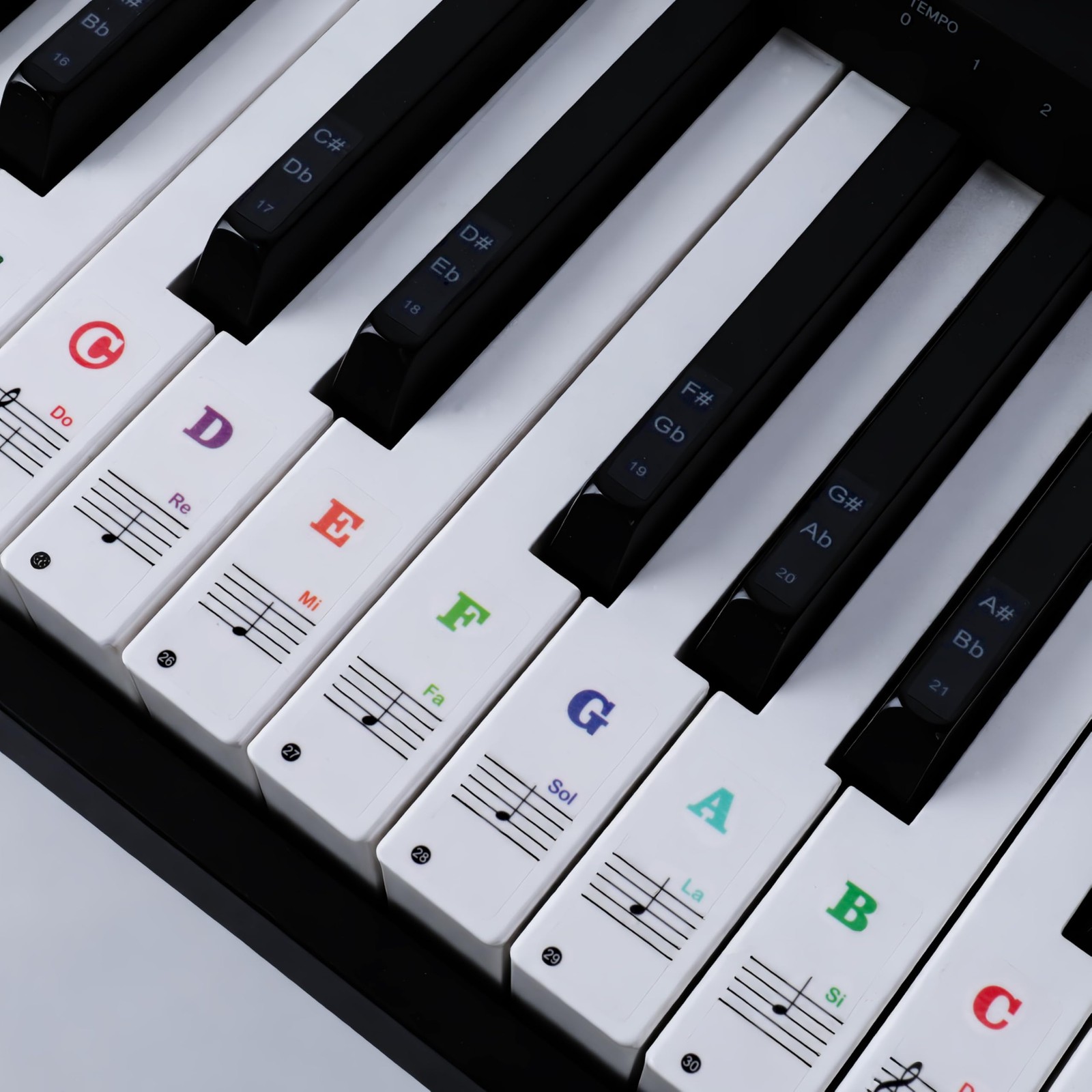 Removable Piano Keyboard Stickers for 88/61/54/49/37 Keys, Multicolor