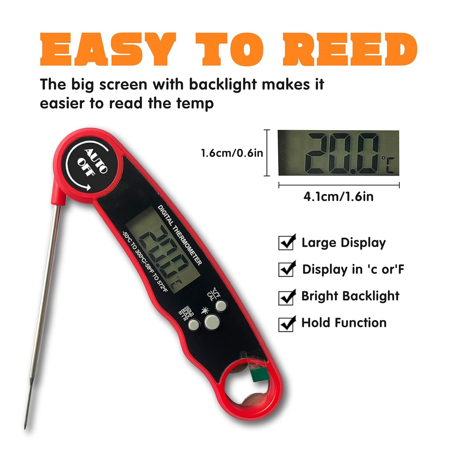 Meat Thermometer Digital, Instant Read Thermometer with Backlight & Magnet, IP67