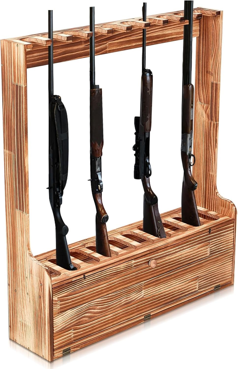 Gun Racks Holds 10 Long Guns Wooden Rifle Rack Floor Stand Rifle Racks Display