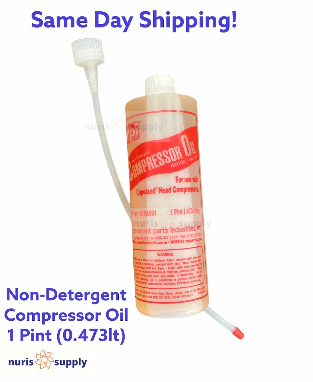 Compressor Oil 16oz Bottle, For All Dental Compressors with Extended Spout