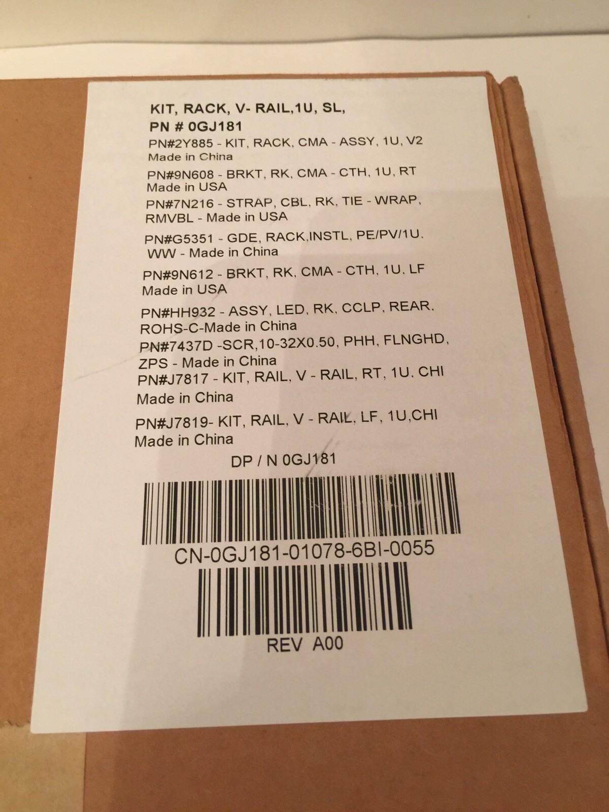 Dell 0GJ181 Poweredge 650 1650 1750 860 Versa Rail Kit