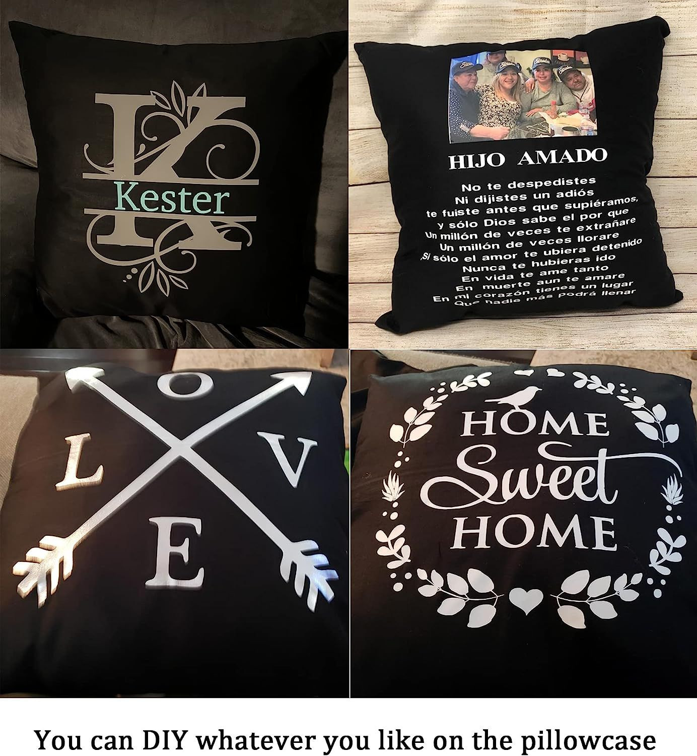 4-Pack 100% Cotton Comfortable Solid Decorative 20x20inch/50x50cm, Black