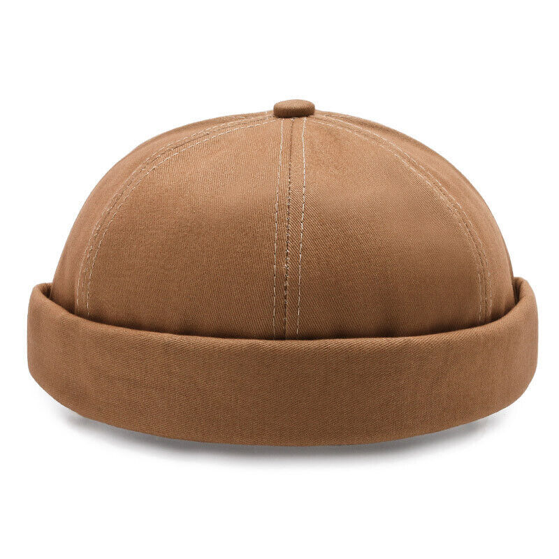 Men Retro Brimless Hat Skull cap Sailor Cap Beanie Rolled Cuff Adjustable Paint