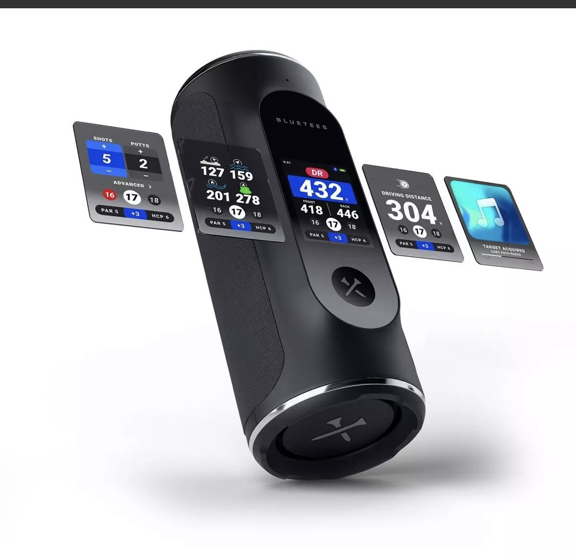 Blue Tees 2026 GPS Golf Player Pro Magnetic Wireless Bluetooth Speaker Black