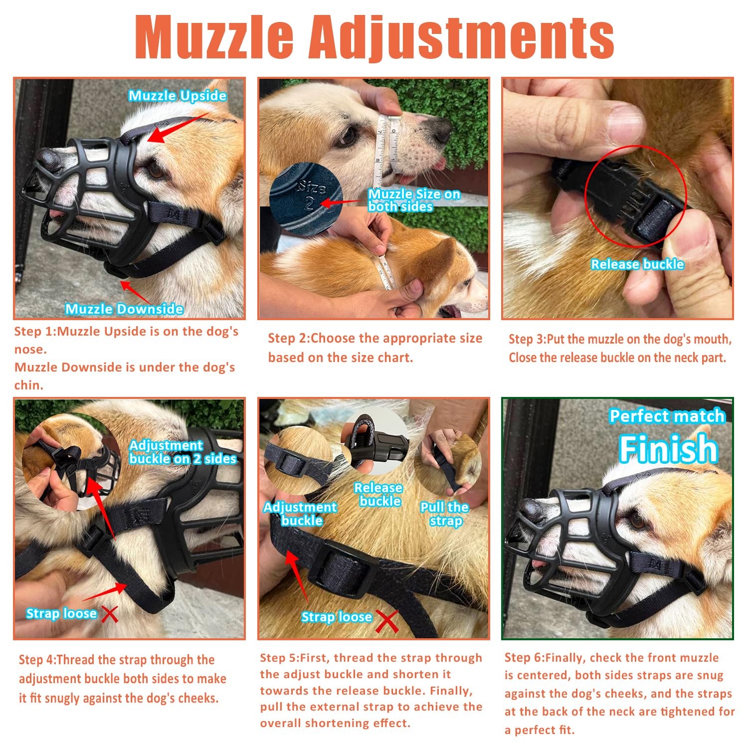Dog Muzzle, Basket Muzzle Anti Biting Chewing, Sturdy Lightweight Muzzle Allo...