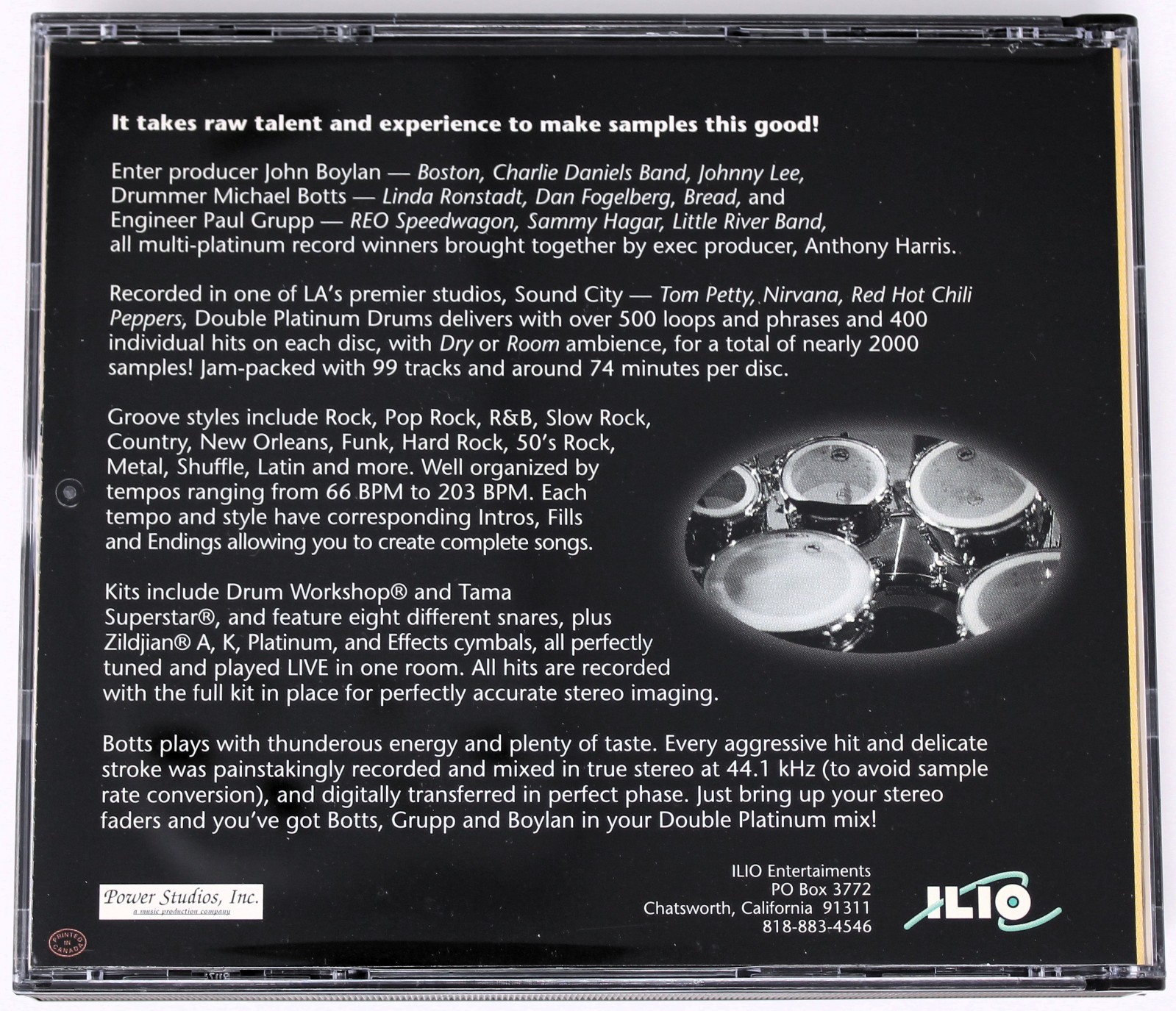 Ilio Double Platinum Drums Sample Library/Sound Library/Sampling Double CD